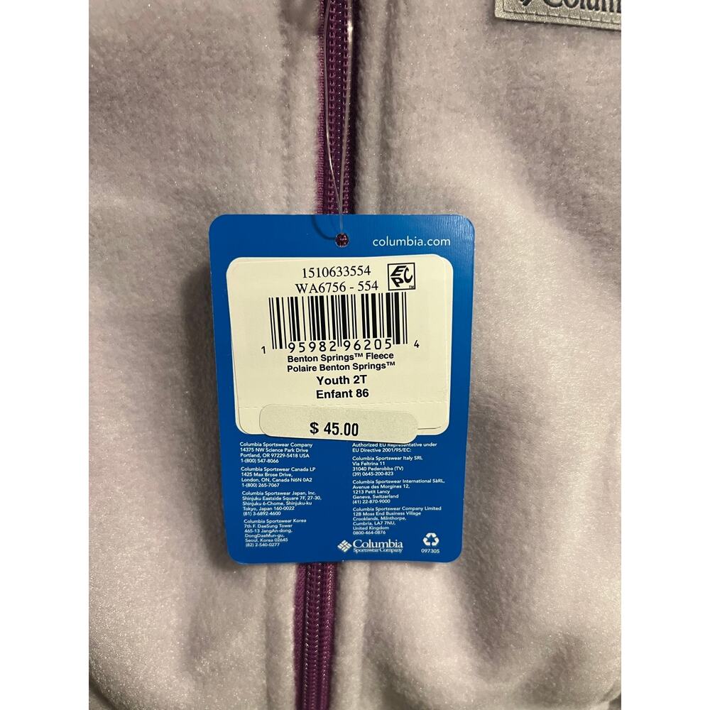 NWT Columbia Toddler Girls' Benton Springs Fleece Jacket - 2T - Picture 7 of 8